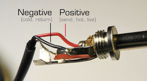 positive and negative audio connector